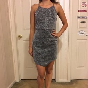 Silver sparkly cocktail dress